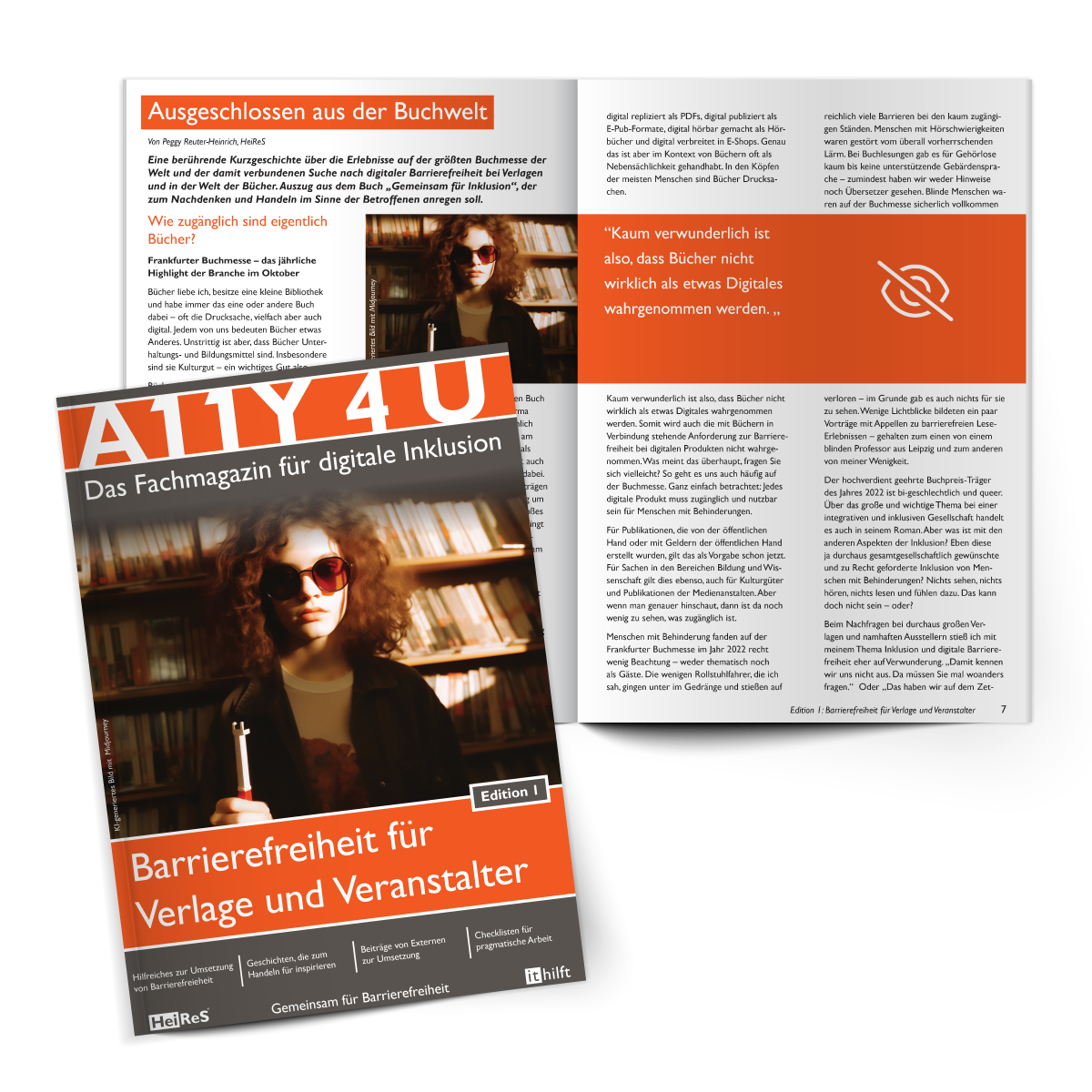 Cover und Textauszug Magazin A11Y 4 U, Edition 1: Barrierefreiheit für Verlage und Veranstalter