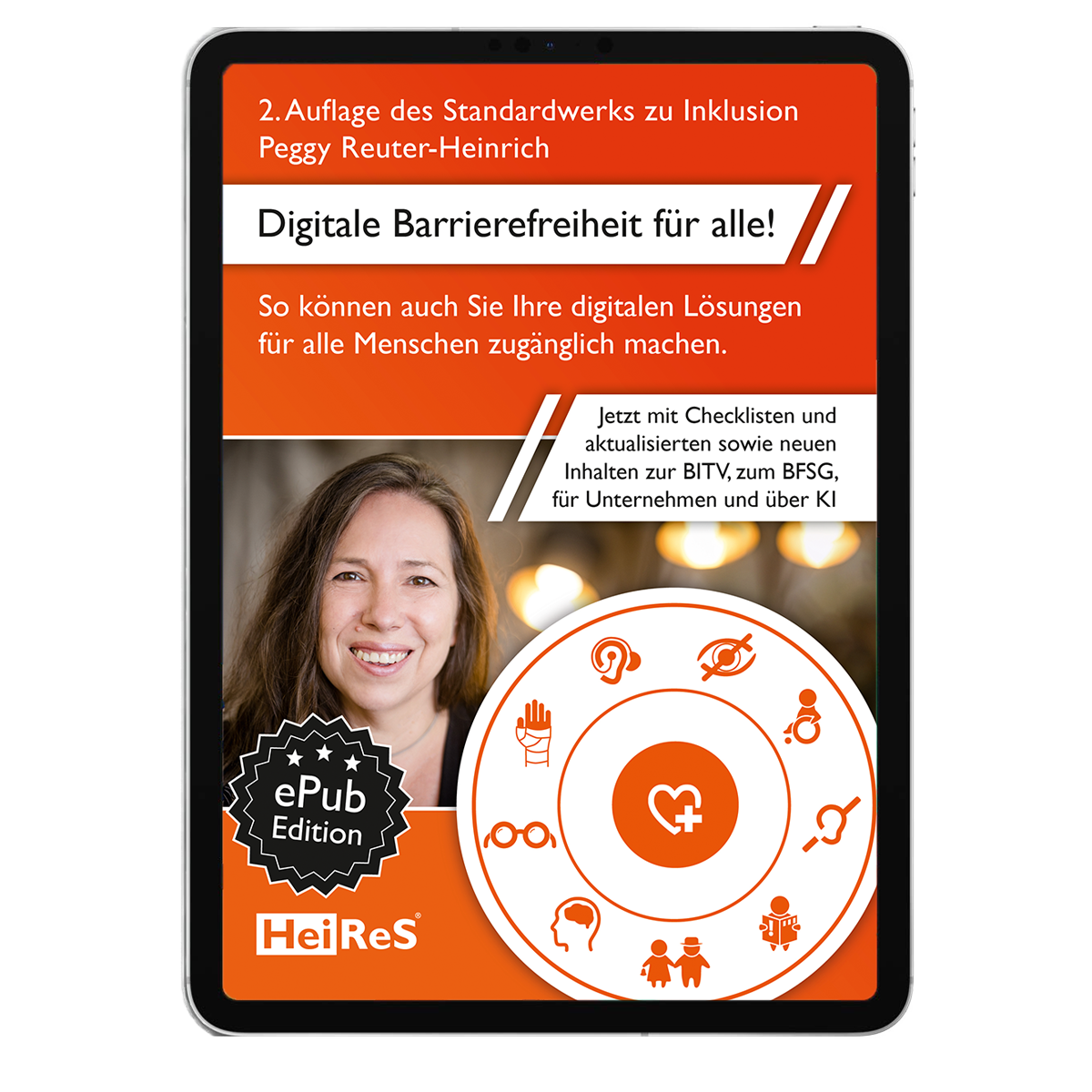 Cover der 2. Auflage der ebook-Variante des Standardwerks zur Inklusion von Peggy Reuter-Heinrich: Digitale Barrierefreiheit für alle!