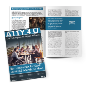 Cover und Textauszug, Magazin A11Y4U, Edition 3: Barrierefreiheit für Stadt, Land und öffentliche Hand