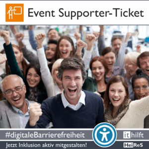 Produkt Event Supporter-Ticket Viele verschiedene Menschen die gut drauf sind und ihre Unterstützung für die Sache geben