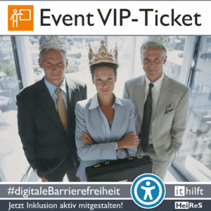 Produkt Event VIP-Ticket, 3 Freundlich aussehende Menschen die eine Krone tragen