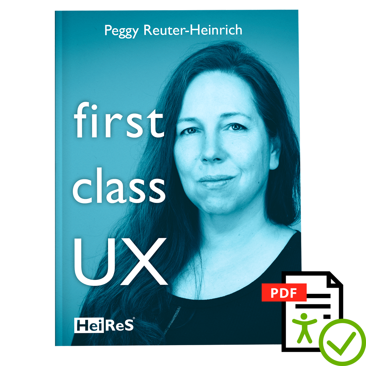 Cover des Buches first class UX mit einem Icon für ein barrierefreies PDF