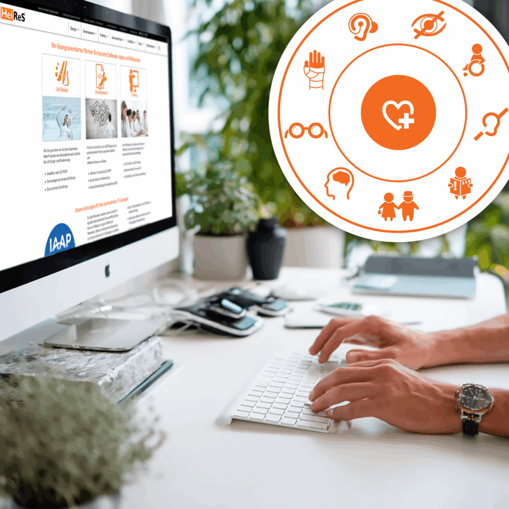 Jemand sieht sich die barrierefreie Webseite von Heires an